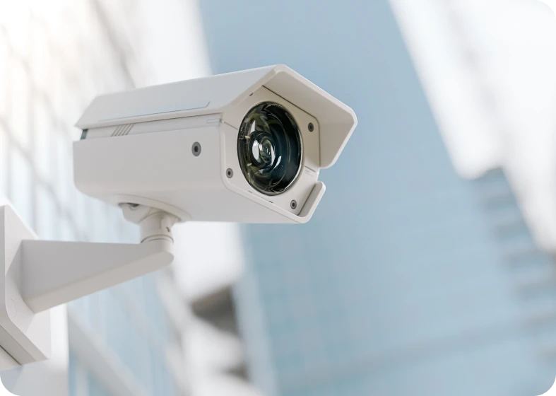 Surveillance camera overlooking urban area