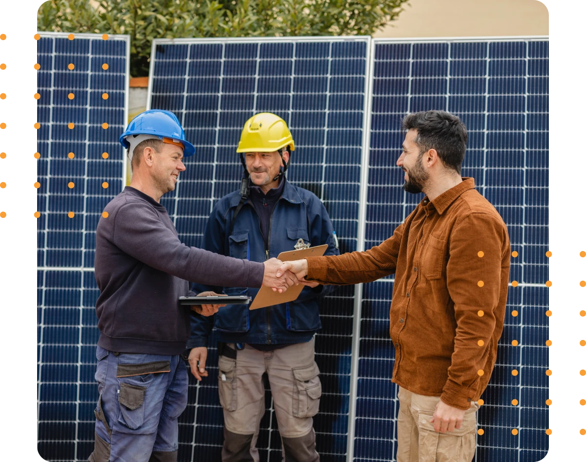 Team discussing solar installation project