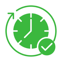 Clock with arrow and check mark