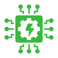 Tech-themed gear and circuit icon
