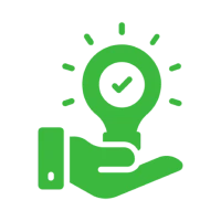 Green lightbulb with check mark